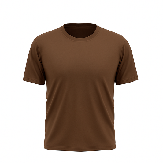 Brown Half Sleeves Plain T-Shirt