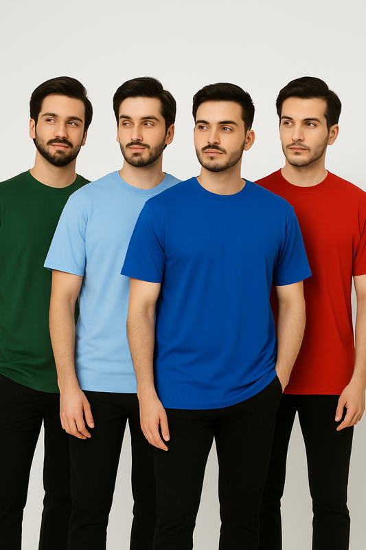 Any Pack Of 4 Half Sleeves Plain T-Shirt