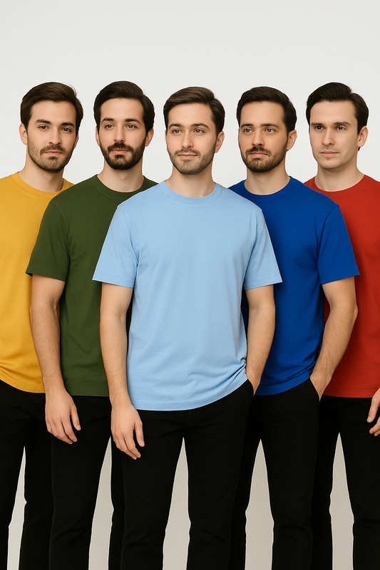 Any Pack Of 5 Half Sleeves Plain T-Shirt