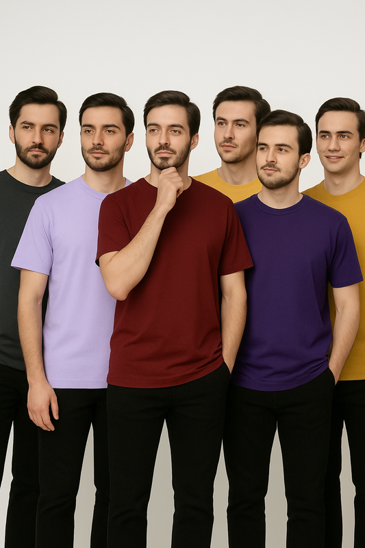 Any Pack Of 6 Half Sleeves Plain T-Shirt