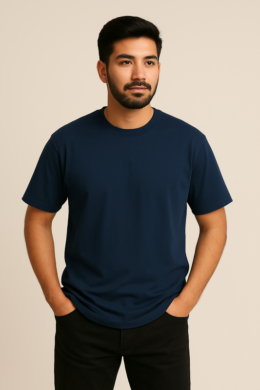 Navy Blue Oversized Plain T-Shirt