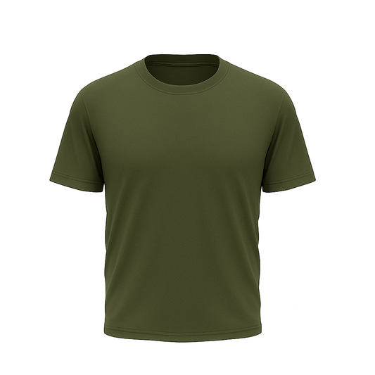 Olive Half Sleeves Plain T-Shirt