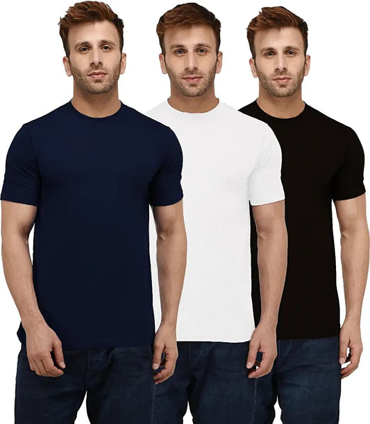 Any Pack Of 3 Half Sleeves Plain T-Shirt