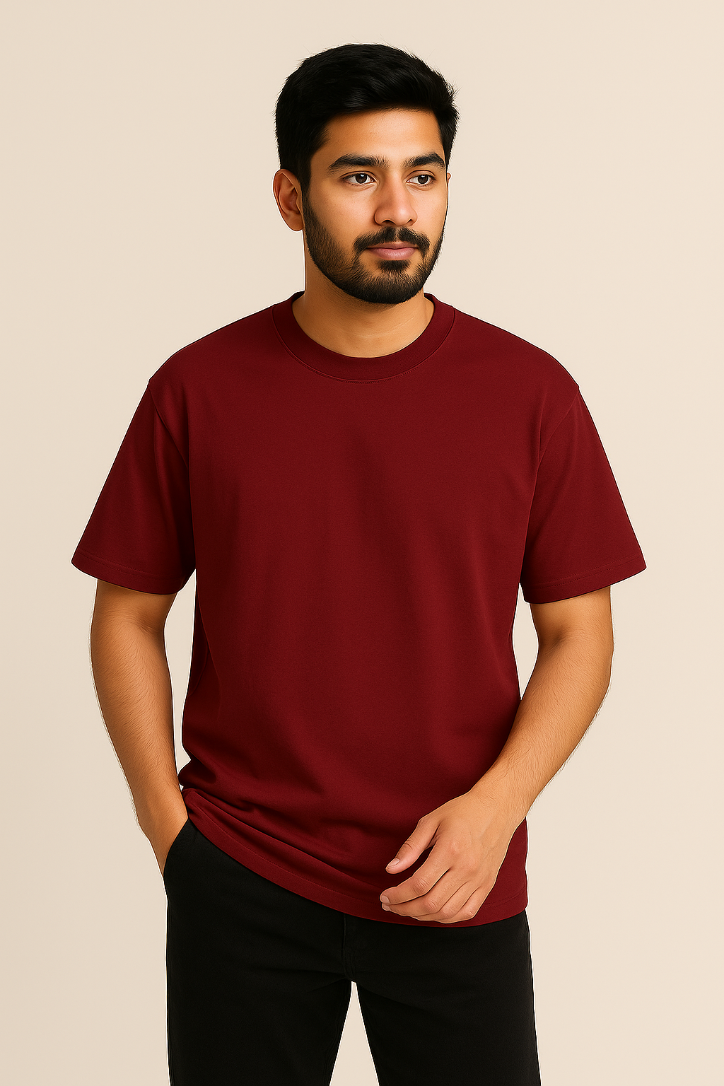 Mehroon Oversized Plain T-Shirt