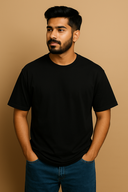 Black Oversized Plain T-Shirt