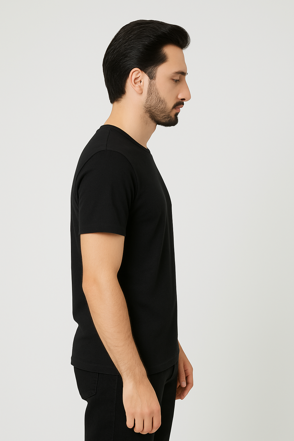 Black Half Sleeves Plain T-Shirt