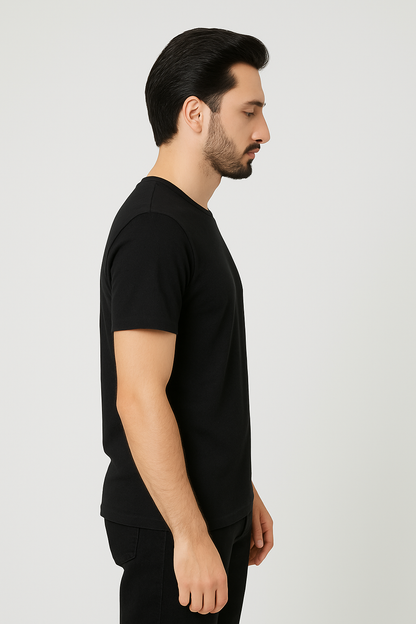 Black Half Sleeves Plain T-Shirt