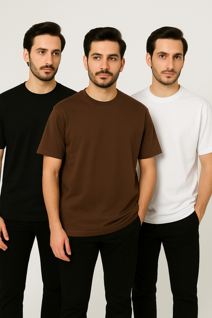 Any Pack Of 3 Half Sleeves Plain T-Shirt
